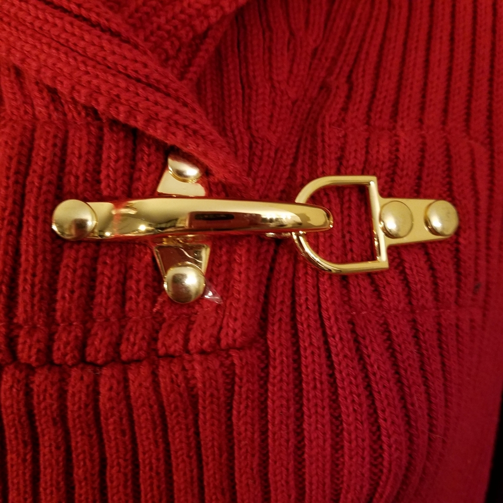 Lauren Ralph Lauren Red Ribbed Cotton Sweater Vintage Christmas 🎄 - Picture 3 of 6